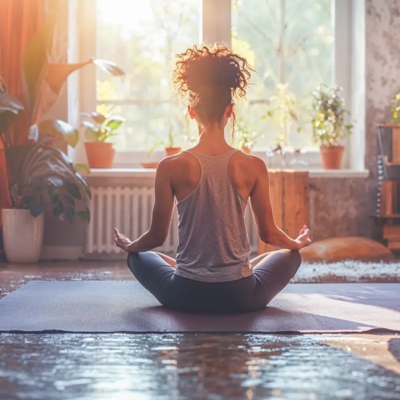 A woman wearing plastic gloves, cleans her counter tops.